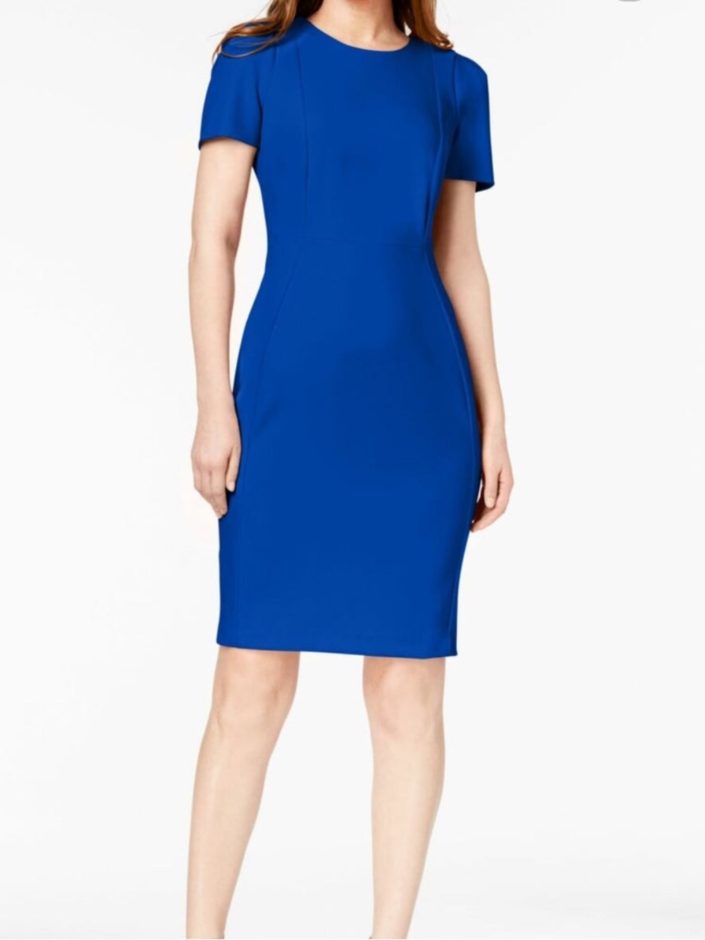 NWT Calvin Klein Seamed Scuba Sheath Dress Royal Blue Women's Size 14